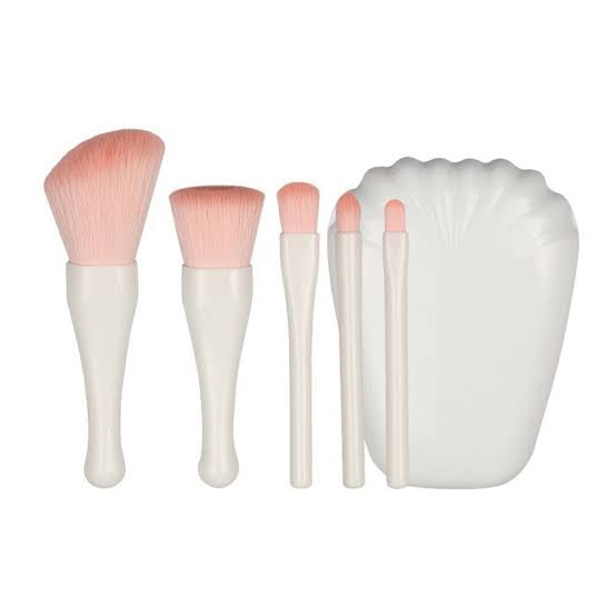 Cosmetic Brush Set with Mirror - 5-Piece Mini Cosmetic Brush Set